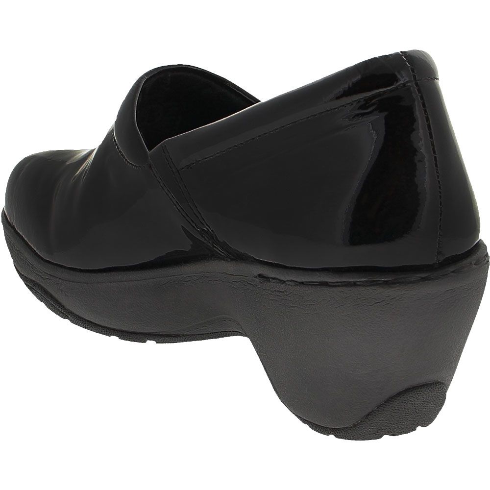 Nurse Mates Bryar Clog Patent Duty Shoes - Womens Black Crinkle Patent Back View