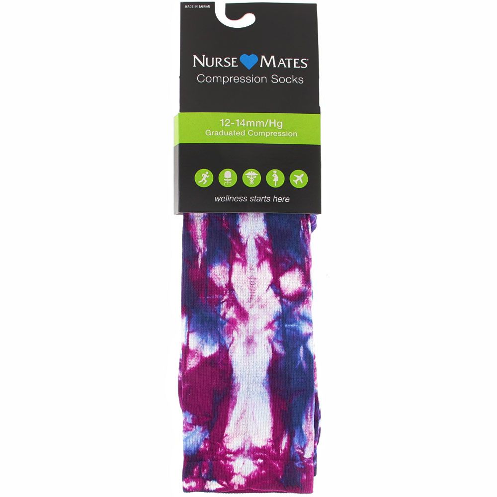 Nurse Mates Magenta Tie Dye Compression Socks Magenta View 2