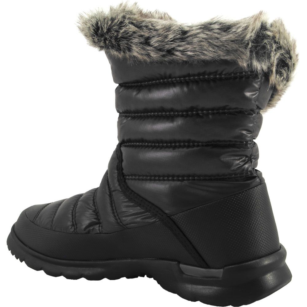 The North Face Thermoball Microbaffle Comfort Boots - Womens Shiny Black Smoked Pearl Grey Back View
