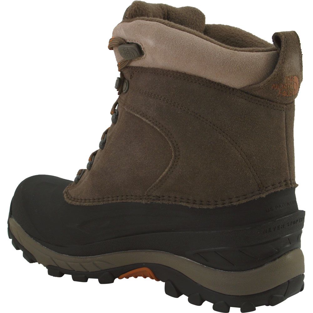 The North Face Chilkat 3 Winter Boots - Mens Mudpack Brown Bombay Orange Back View
