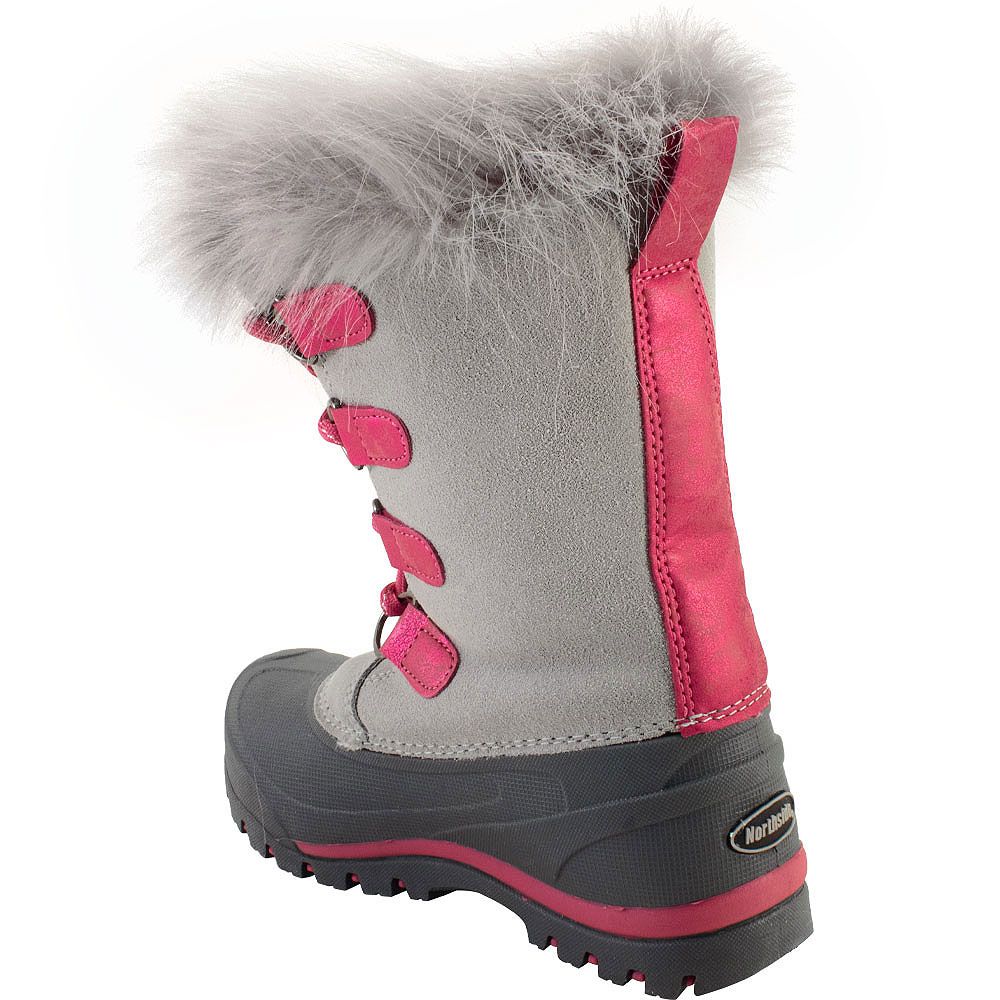 Northside Snowdrop 2 Winter Boots - Girls Light Grey Fuchsia Back View