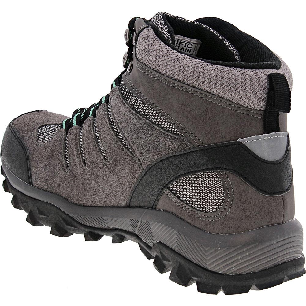 Pacific Mountain Boulder Mid Hiking Boots - Womens Grey Mint Back View