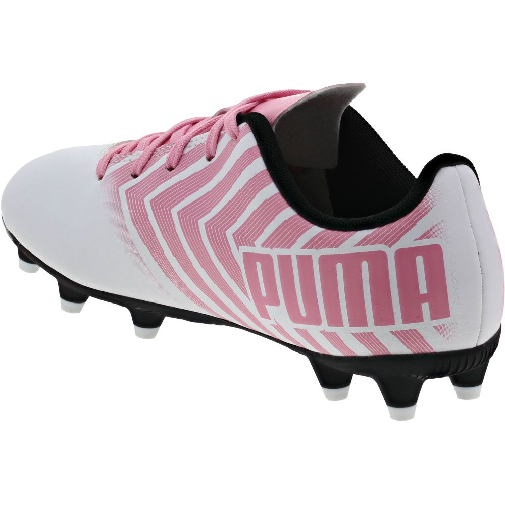 Puma Tacto 2 FG Jr Girls Outdoor Soccer Cleats White Pink Back View