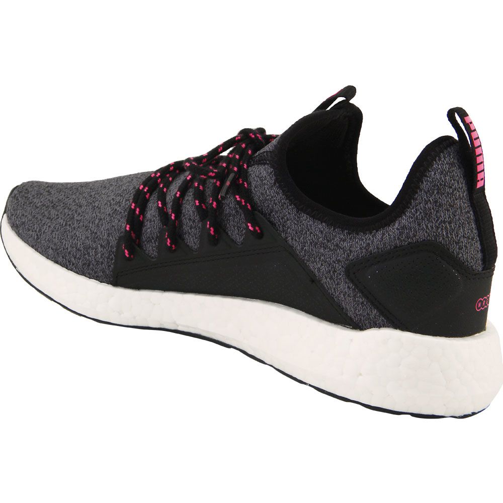 Puma Nrgy Neko Knit Running Shoes - Womens Black Pink Back View