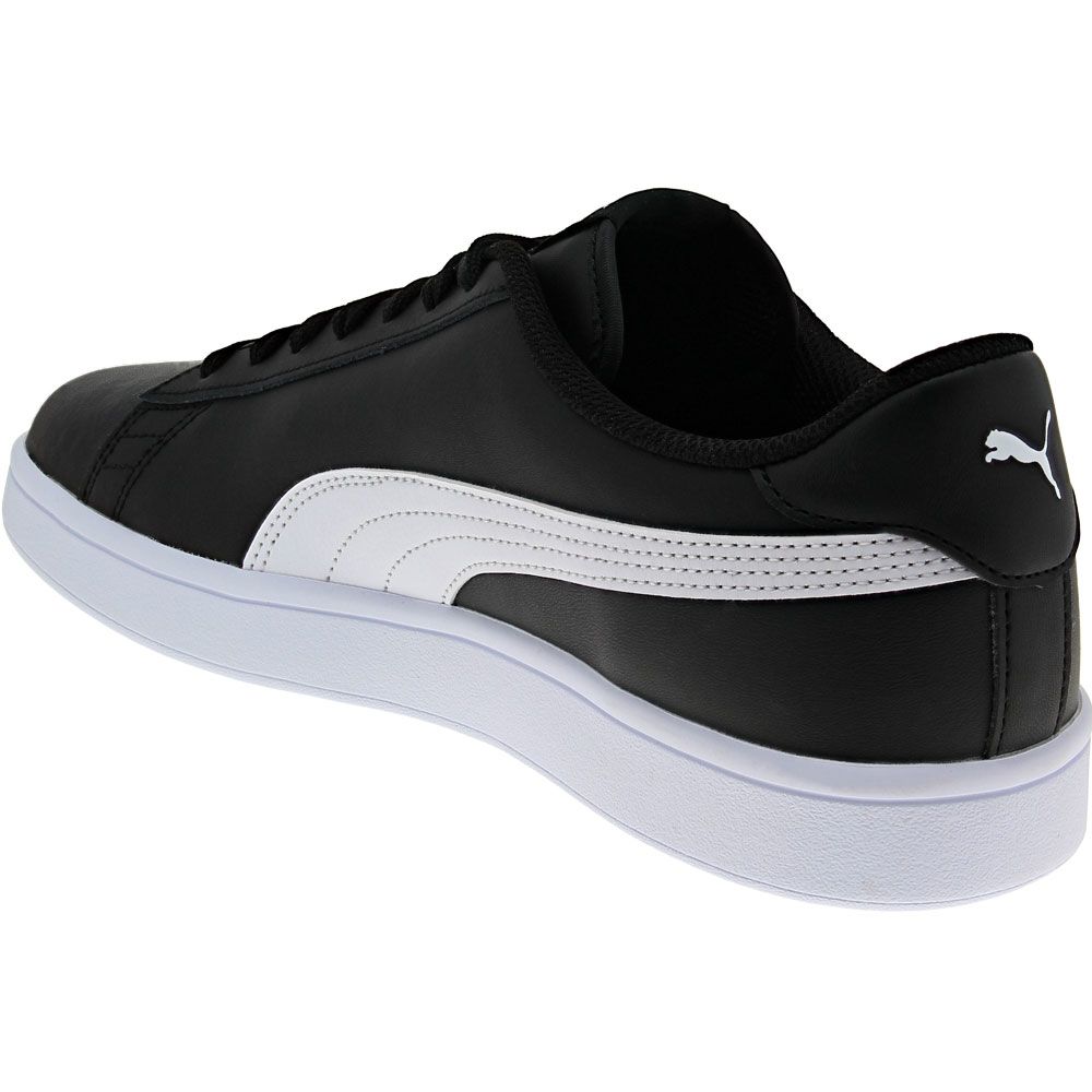 Puma Smash V2 Leather Mens Lifestyle Shoes Black White Back View