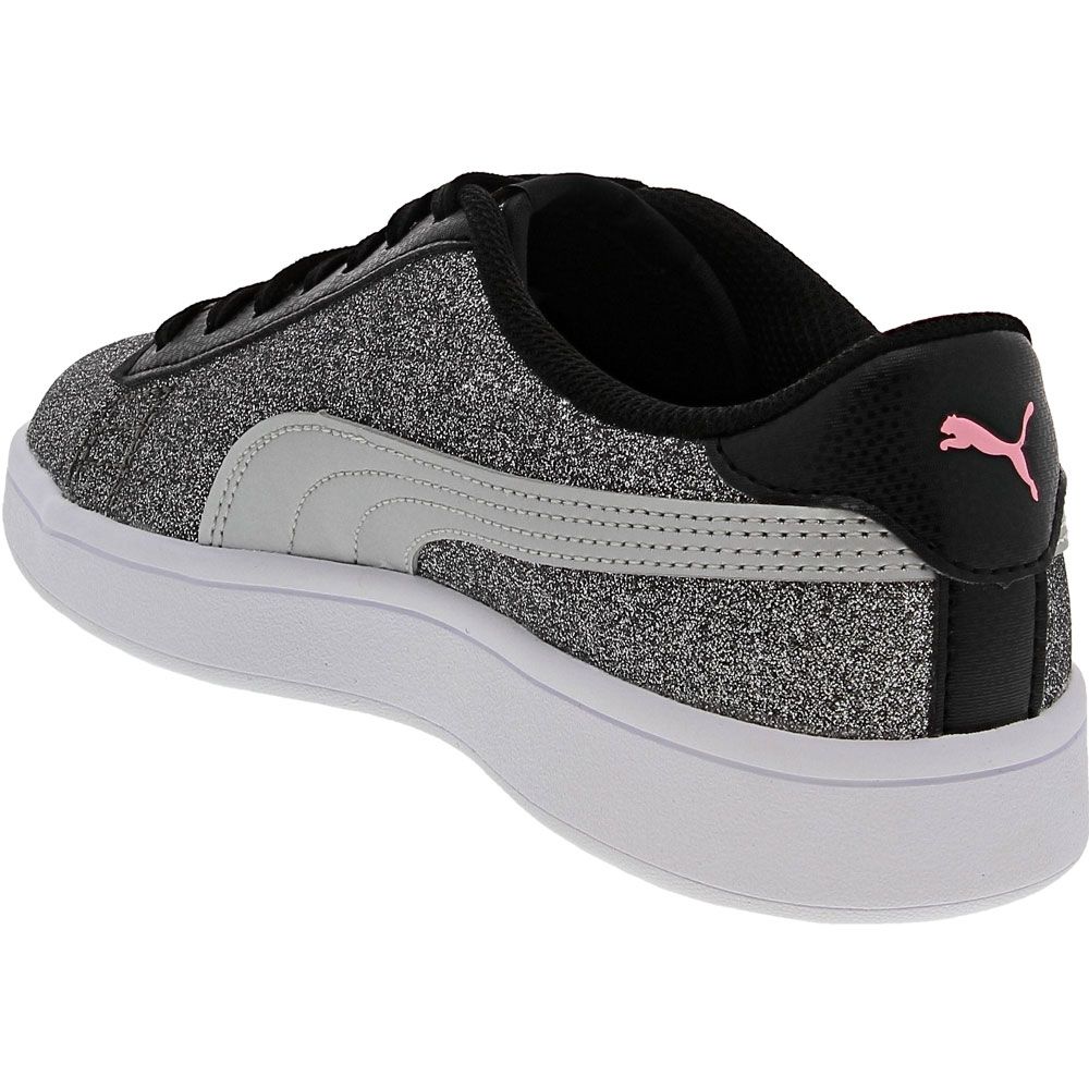Puma Smash V2 Glitz Glam Jr Girls Sneakers Black Grey Back View
