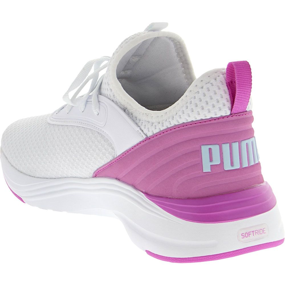 Puma Softride Ruby Luxe Running Shoes - Womens White Electric Orchid Back View