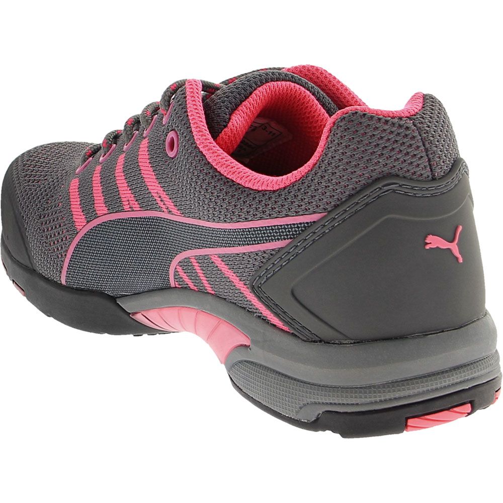 Puma Safety Celerity Knit Safety Toe Work Shoes - Womens Grey Pink Back View