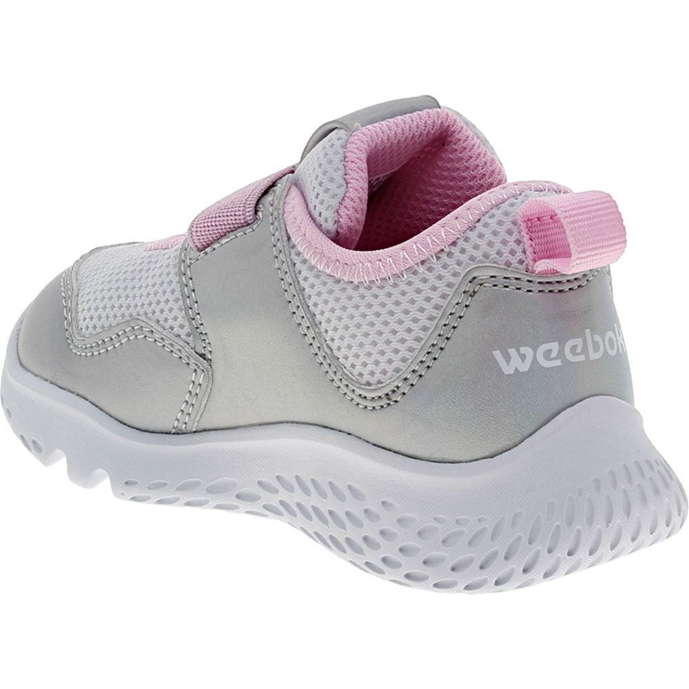 Reebok Weebok Flex Sprint Athletic Shoes - Girls Baby Toddler White Silver Pink Back View