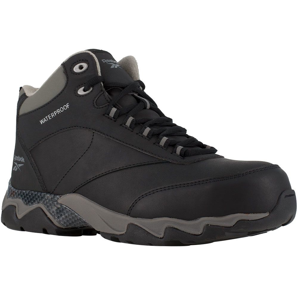 Reebok Work Rb1068 Composite Toe Work Shoes - Mens Black With Grey Trim