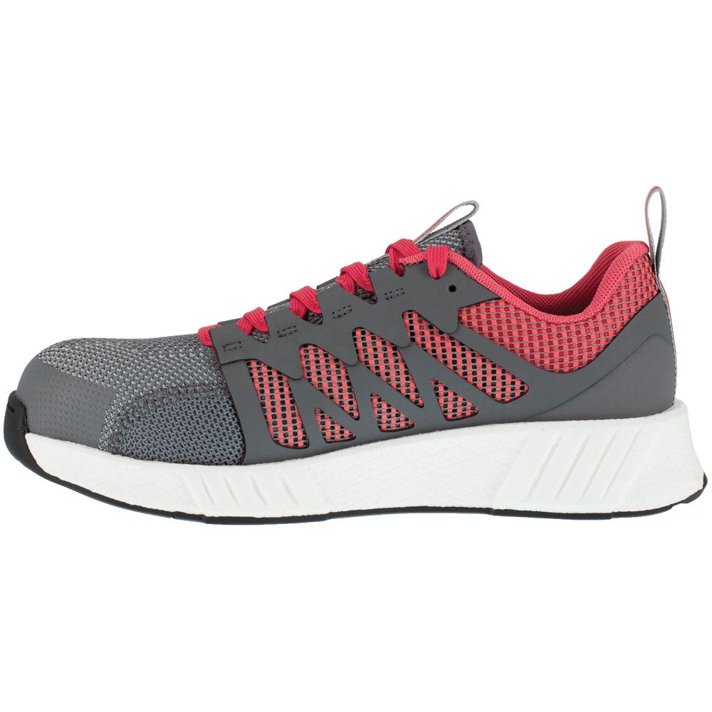 Reebok Work RB312 Flexweave SD Womens Comp Toe Work Shoes Grey And Red Back View