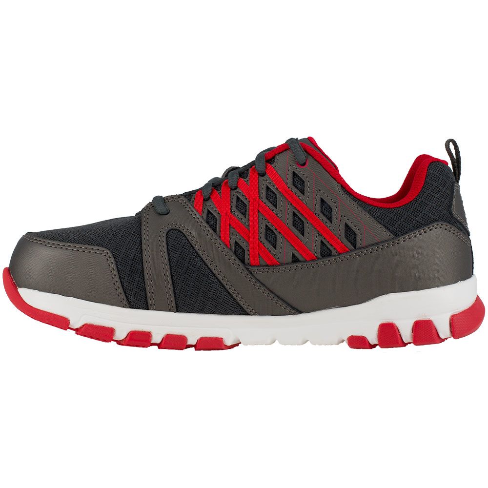 Reebok Work Rb4005 Sublite Work Shoes - Mens Grey With Red Trim Back View