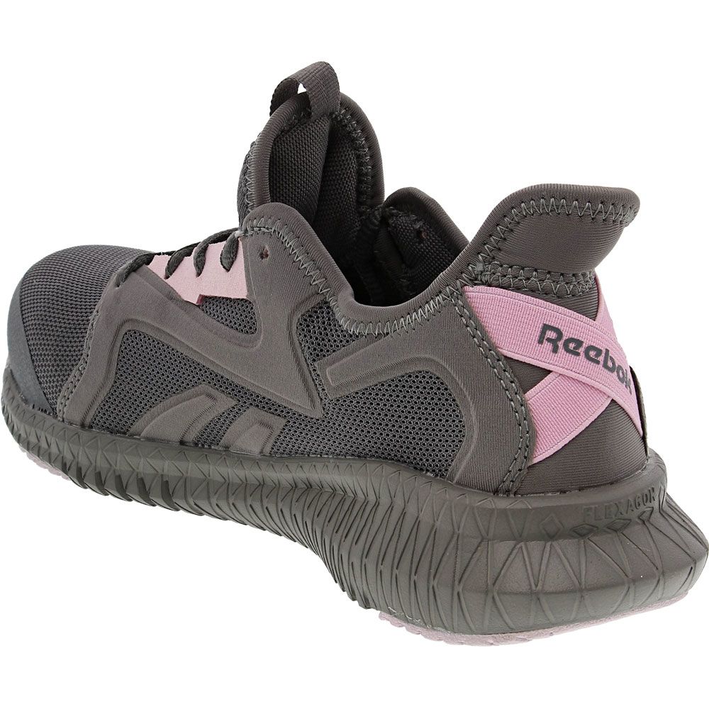 Reebok Work Flexagon RB461 Safety Toe Womens Work Shoes Grey Pink Back View