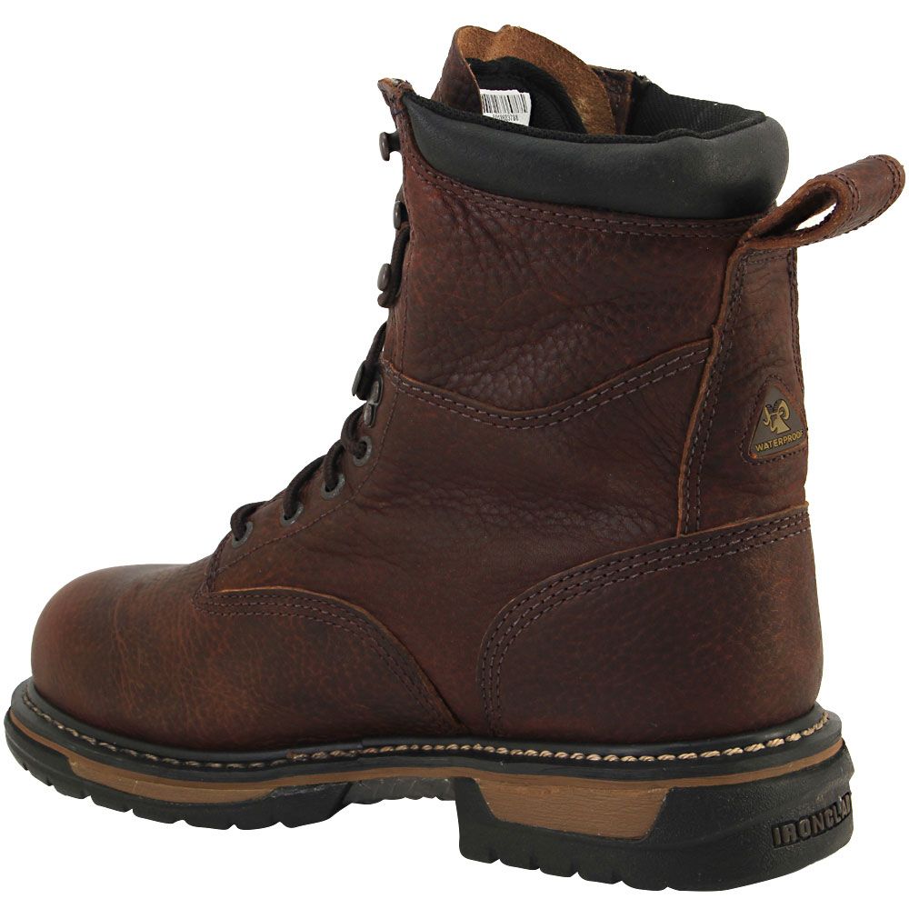 Rocky IronClad 6693 Mens 8" Wp Safety Toe Work Boots Brown Back View