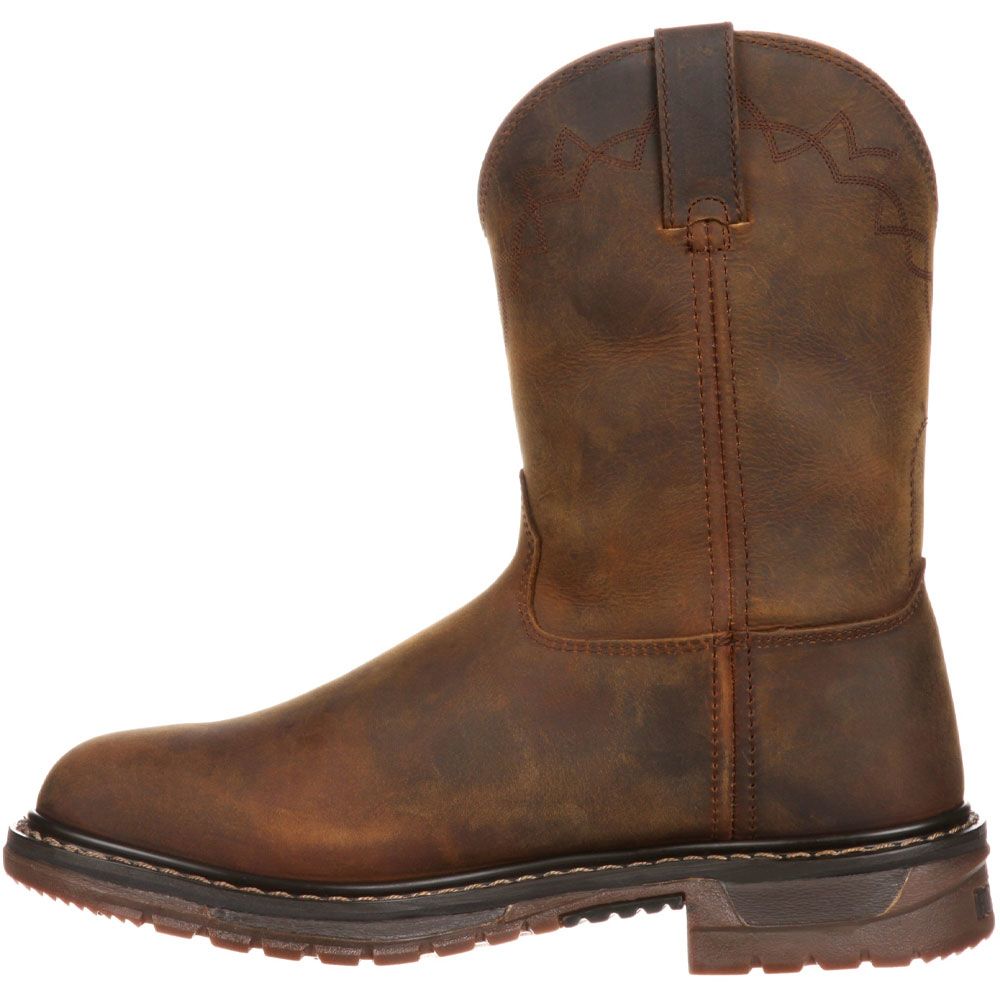 Rocky Ride Roper Western Non-Safety Toe Work Boots - Mens Trail Brown Back View