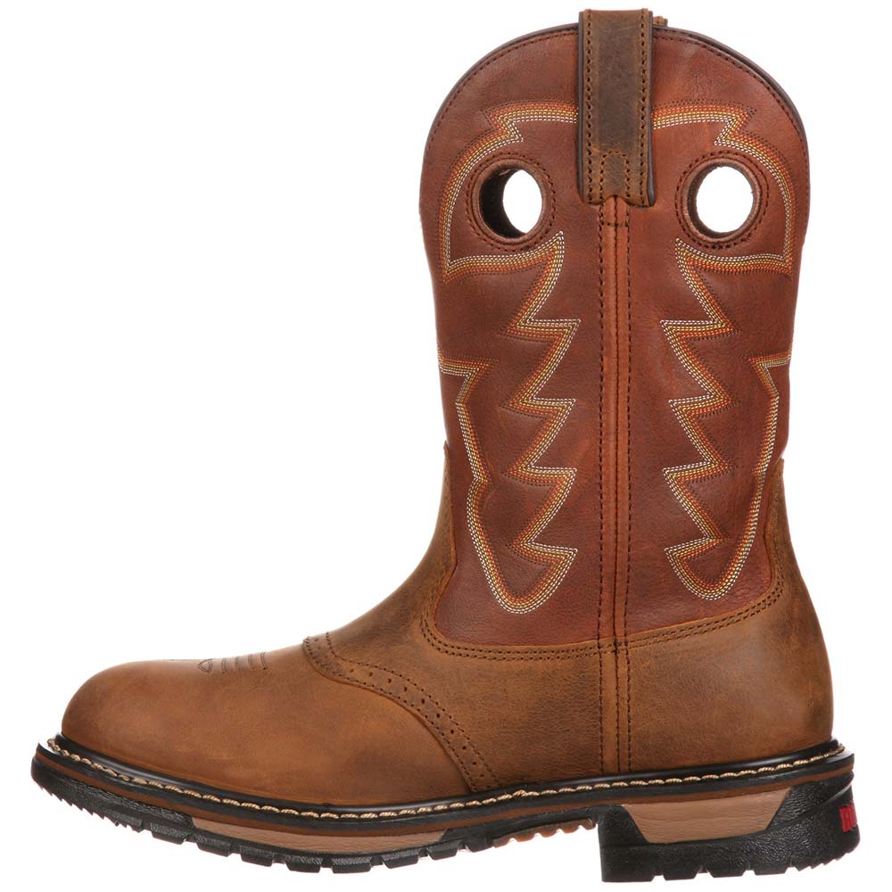 Rocky Ride Branson Saddle Western Boots Shoes - Mens Saffron Brown Ochre Back View