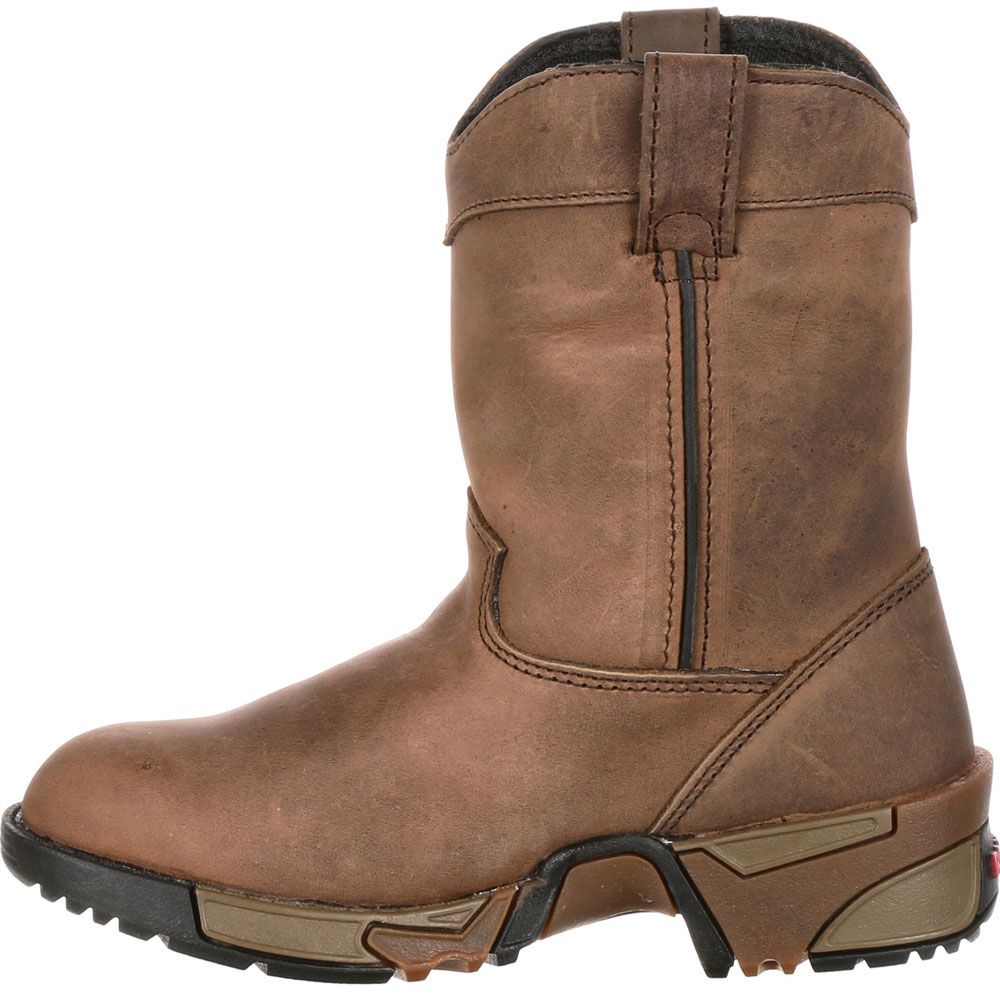 Rocky Aztec Pull On Bt Western Boots - Boys Brown Back View