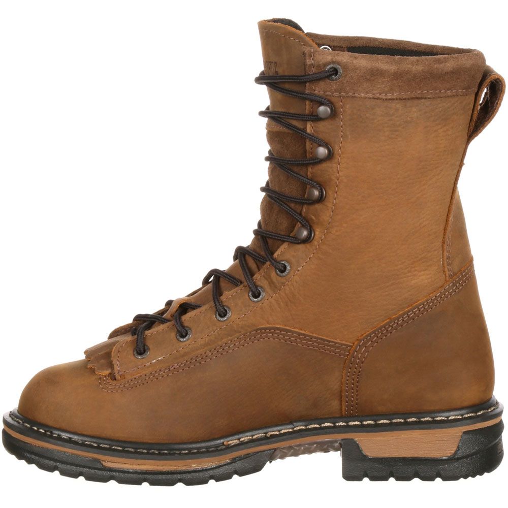 Rocky Ironclad 8in Wp Kiltie Non-Safety Toe Work Boots - Mens Brown Back View