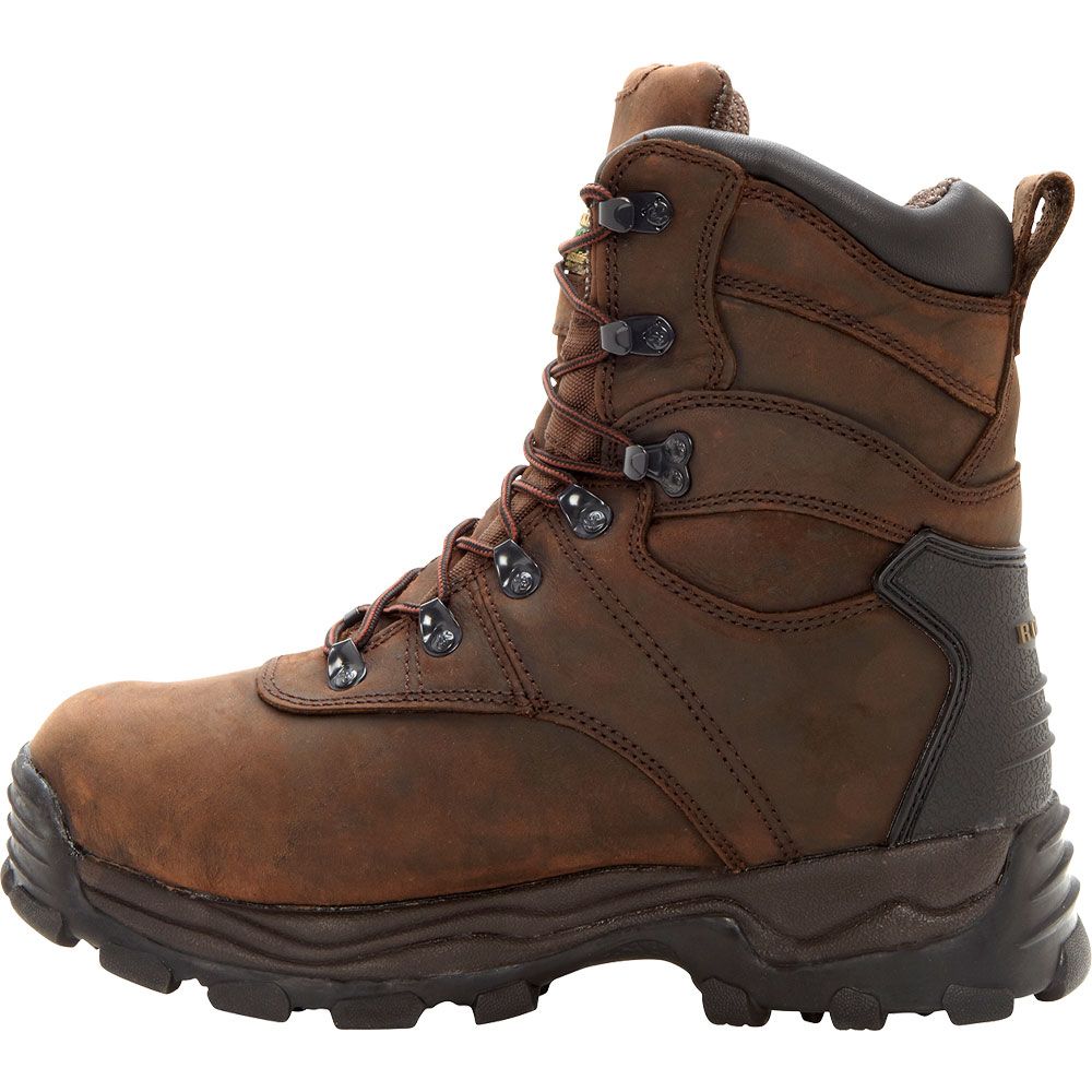Rocky Utility Pro 8in Wp Ins Work Shoes - Mens Brown Back View