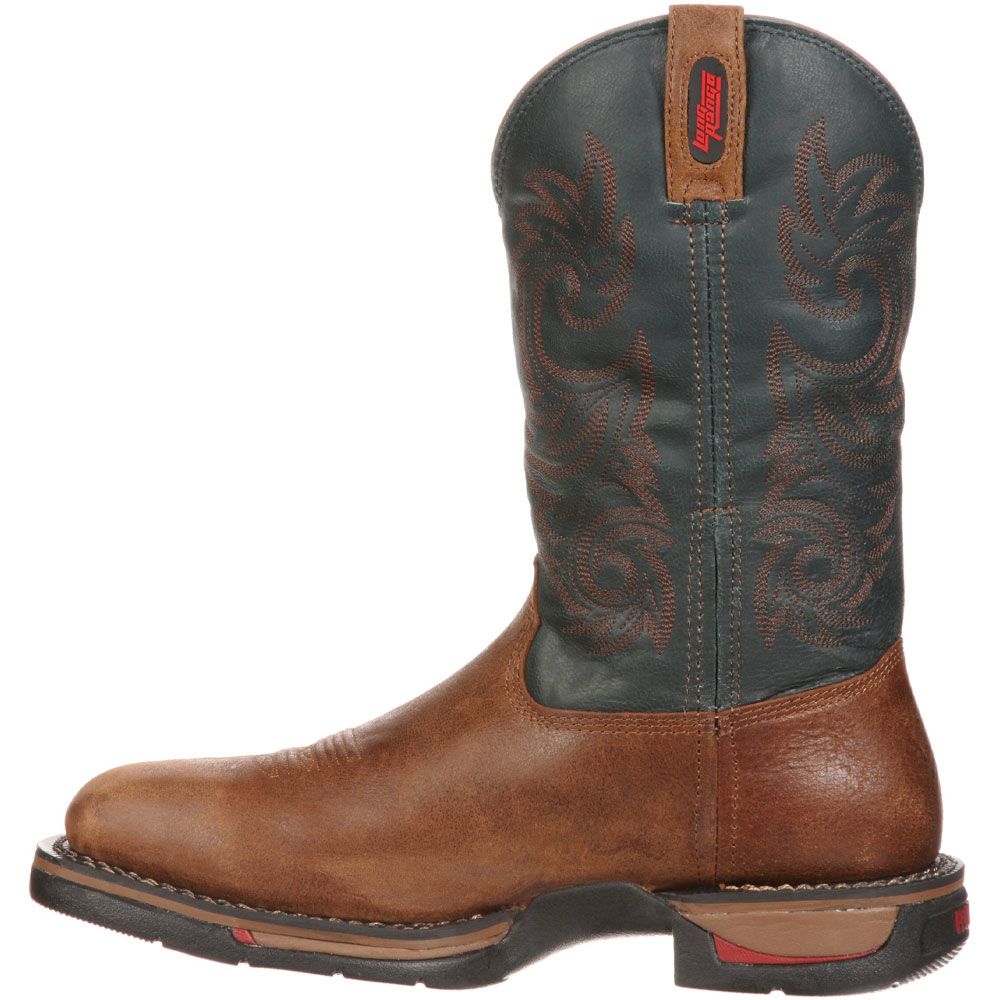 Rocky Long Range 12in Wp Wst Non-Safety Toe Work Boots - Mens Saddle Brown Navy Back View