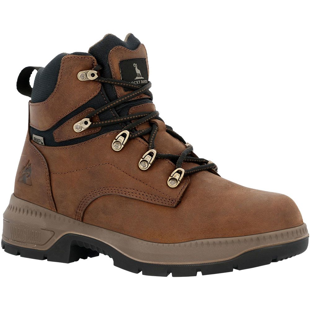 Rocky Worksmart RKK0457  6" WP Soft Toe Work Boots - Mens Brown