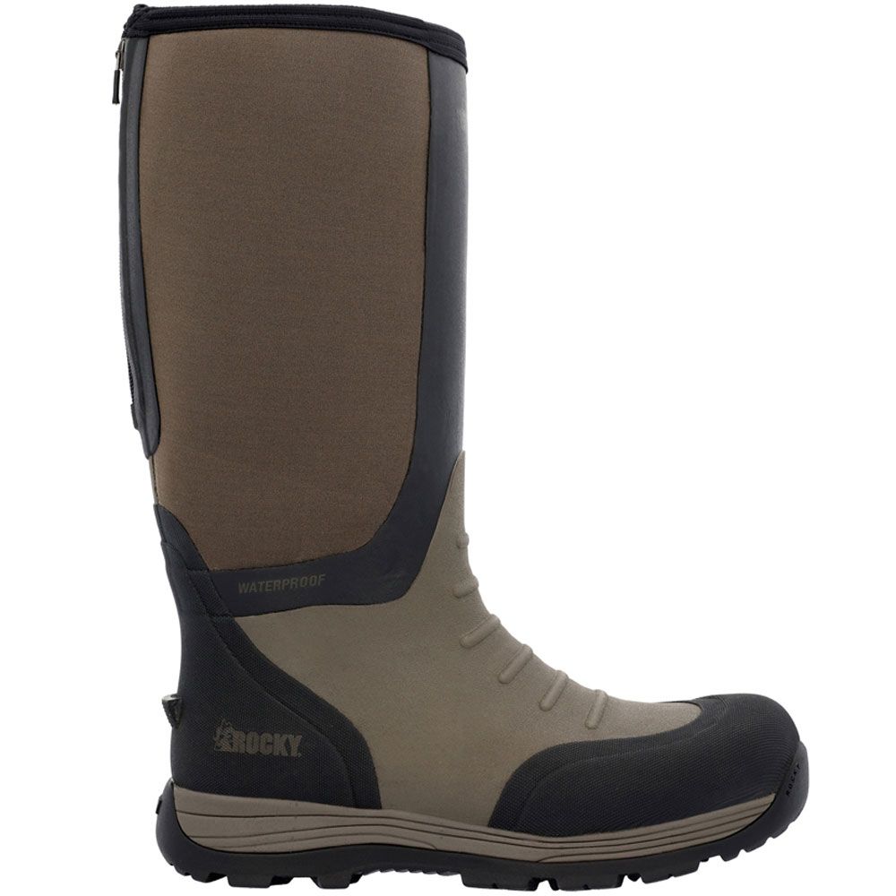 Rocky Stryker Clay RKS0602 Mens Rubber Boots Black Brown Side View