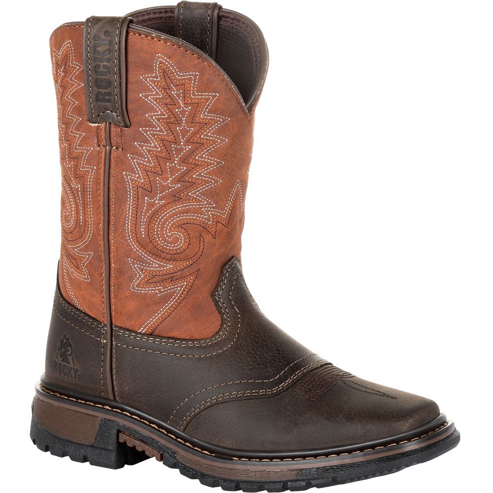 Rocky RKW0257C Western Boots - Boys | Girls Dark Chocolate Burnt Orange