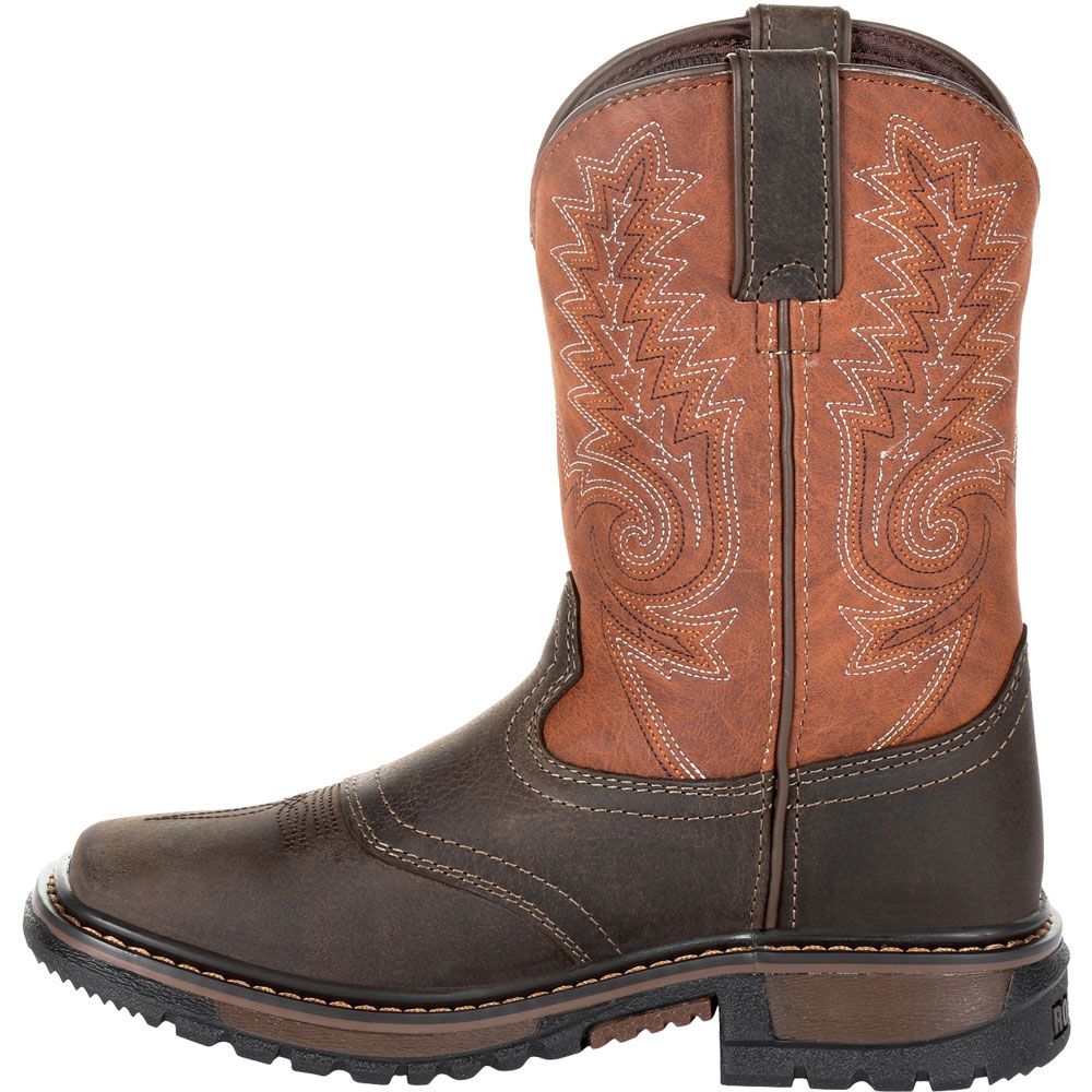 Rocky RKW0257C Western Boots - Boys | Girls Dark Chocolate Burnt Orange Back View