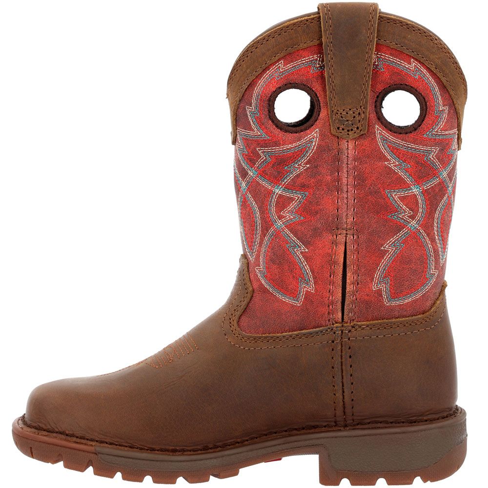 Rocky Legacy 32 RKW0377C Kids Western Boots Dark Brown Red Back View