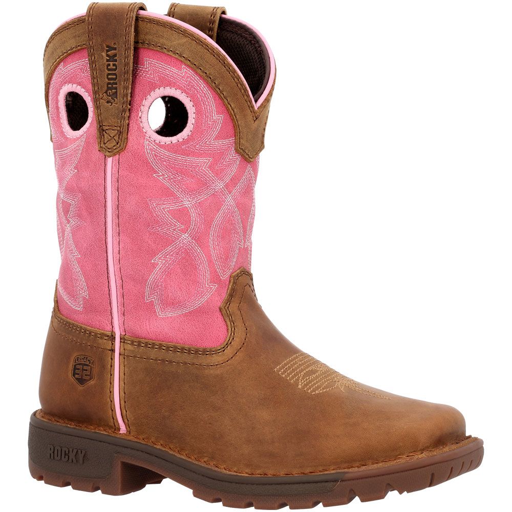 Rocky Legacy 32 RKW0387C Girls 8" Western Boots Brown Pink