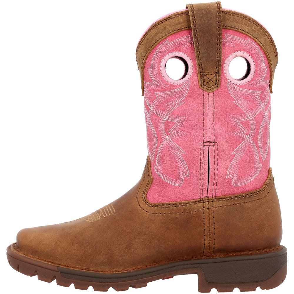 Rocky Legacy 32 RKW0387C Girls 8" Western Boots Brown Pink Back View
