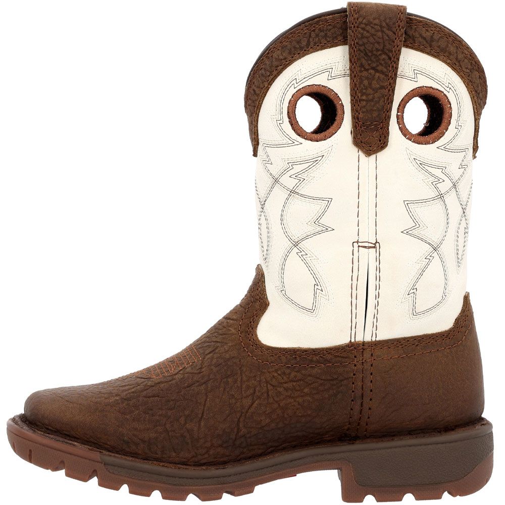 Rocky Legacy 32 RKW0388C 8" Little Kids Western Boots Dark Brown White Back View