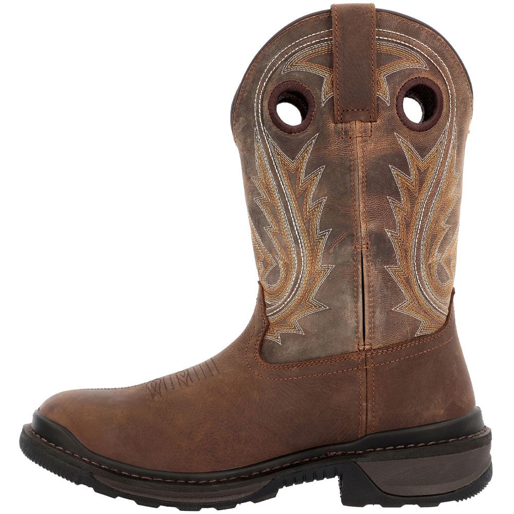 Rocky Rams Horn RKW0393 11" Mens Western Boots Dark Brown Back View