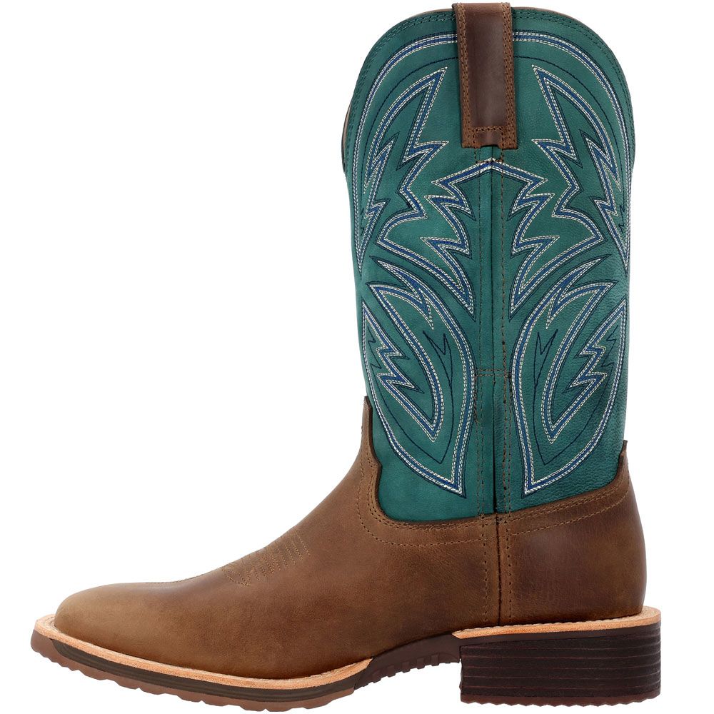 Rocky Tall Oaks Mens Western Boots Brown Teal Back View