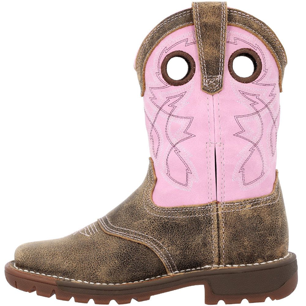 Rocky Legacy 32 RKW0408C Little Kids 8" Western Boots Brown Pink Back View