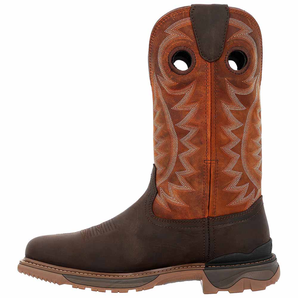 Rocky Carbon 6 RKW0415 Mens 12" Western Boots Brown Back View