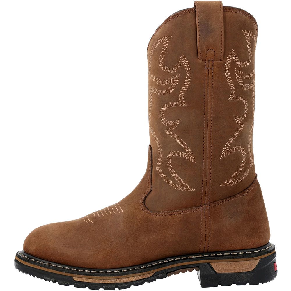 Rocky Original Ride USA RKW0419 11" WP Safety Toe Work Boots - Mens Brown Back View