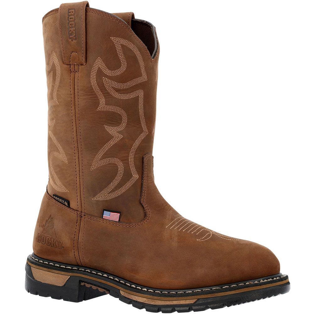 Rocky Original Ride USA RKW0420 11" WP Soft Toe Work Boots - Mens Brown