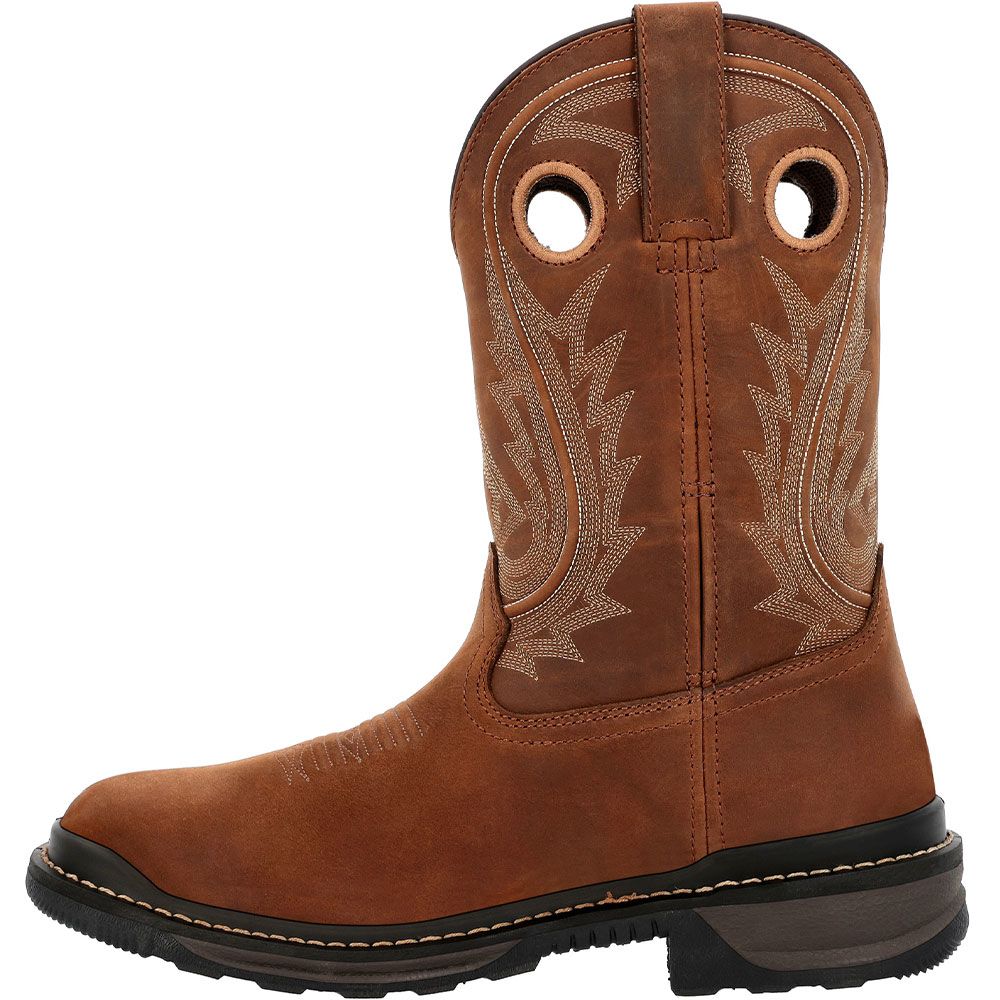 Rocky Rkw0421 Rams Horn Western Composite Toe Work Boots - Mens Brown Back View
