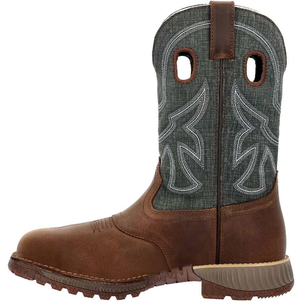 Rocky HiWire RKW0426 11" WP Wstrn Soft Toe Work Boots - Mens Brown Back View