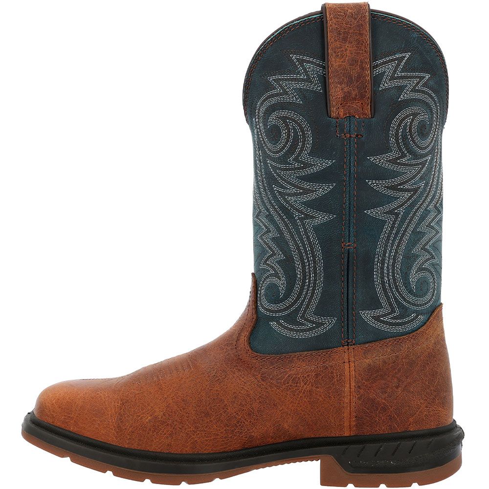 Rocky Worksmart RKW0429 11 In WP Mens Western Boots Brown Back View