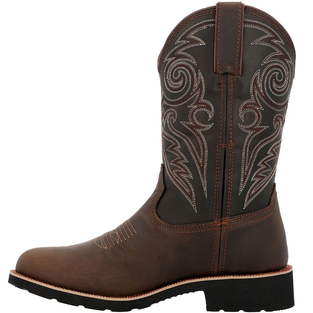 Rocky Monocrepe RKW0434 12" Western Safety Toe Work Boots - Mens Dark Brown Back View