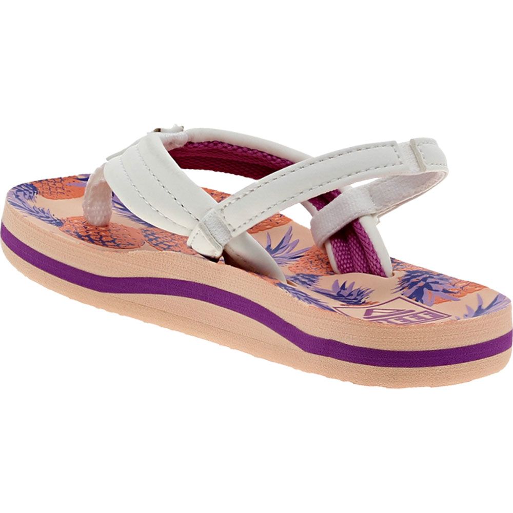 Reef Little Ahi Flip Flop Sandals - Boys | Girls Coral Pineapple Back View