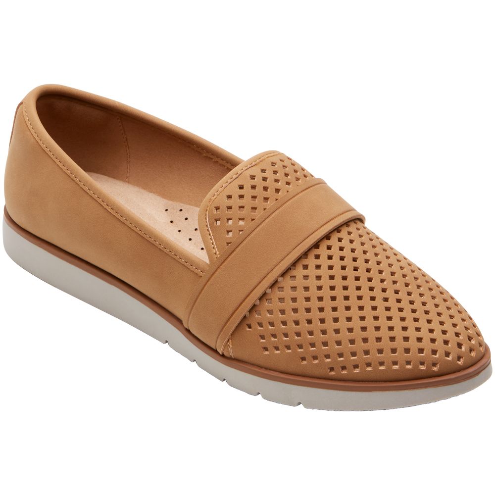 Rockport Stacie Perf Loafer Slip on Casual Shoes - Womens Honey
