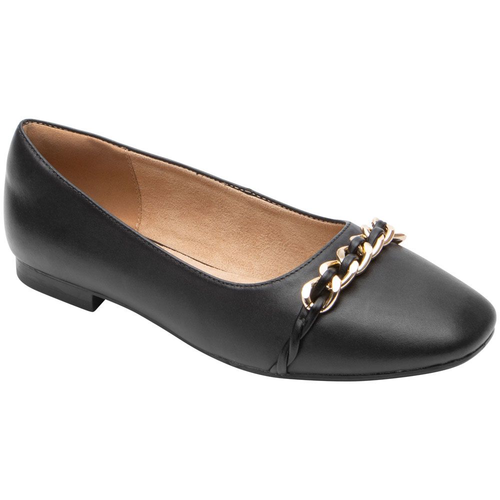 Rockport Zoie Chain Ballet Flat Slip on Casual Shoes - Womens Black
