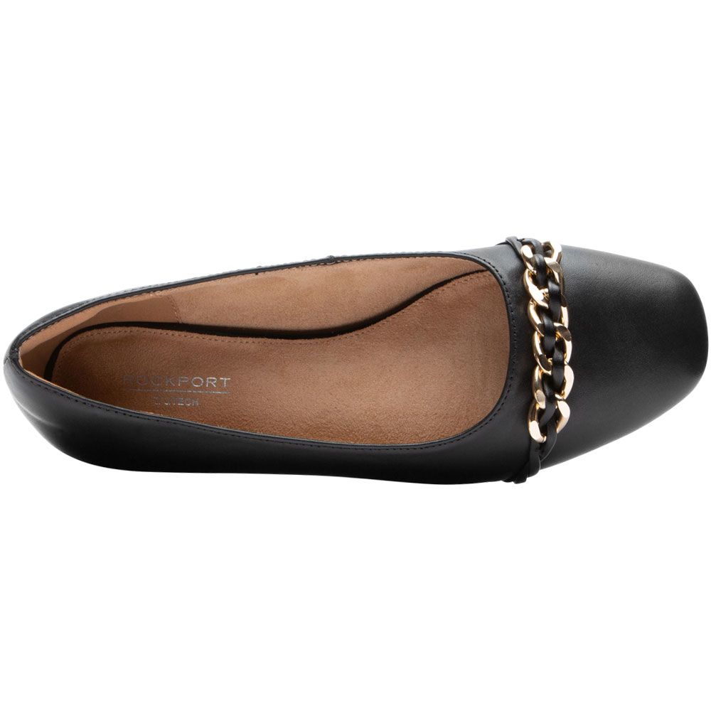 Rockport Zoie Chain Ballet Flat Slip on Casual Shoes - Womens Black Back View