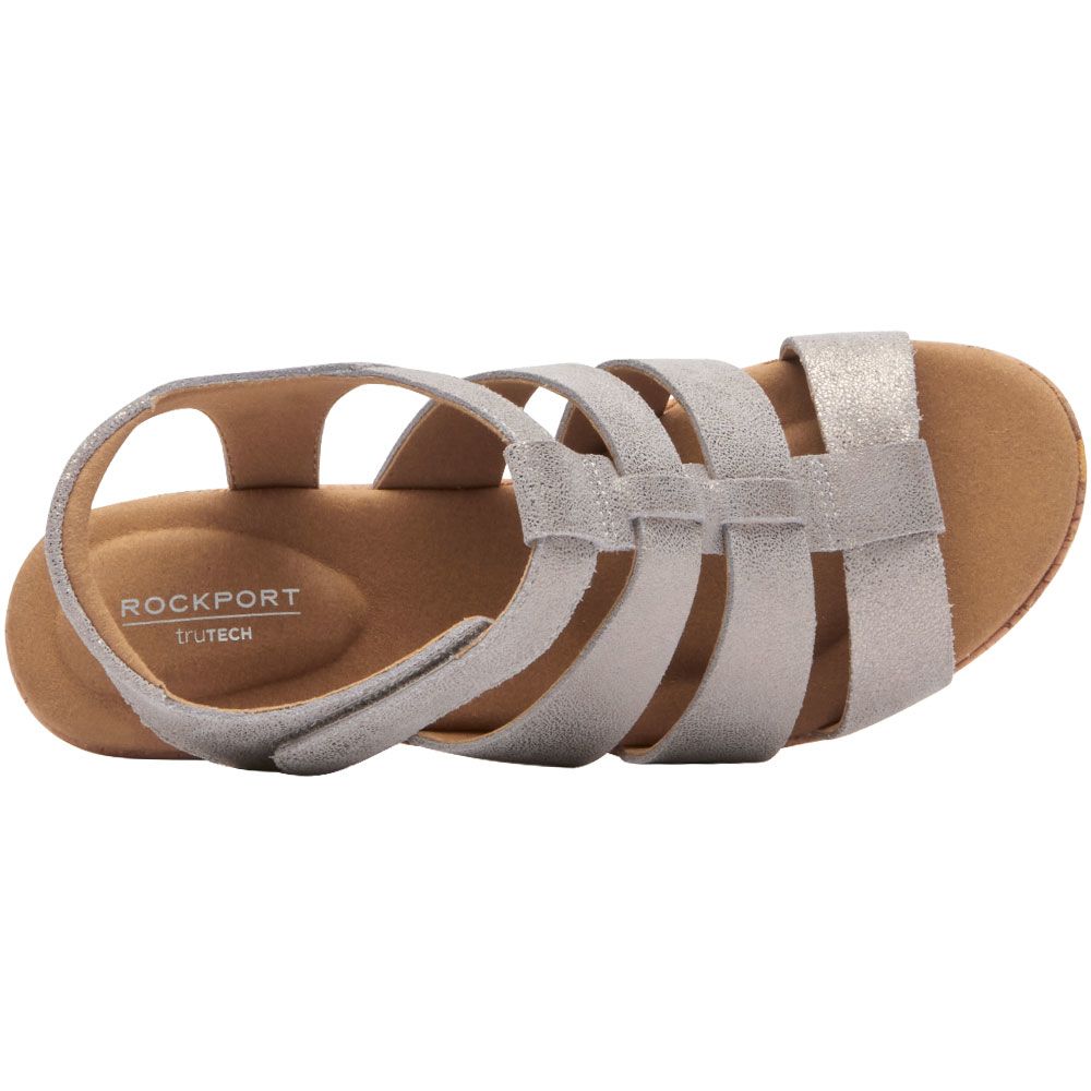 Rockport Briah New Gladiator Sandals - Womens Taupe Metallic Back View
