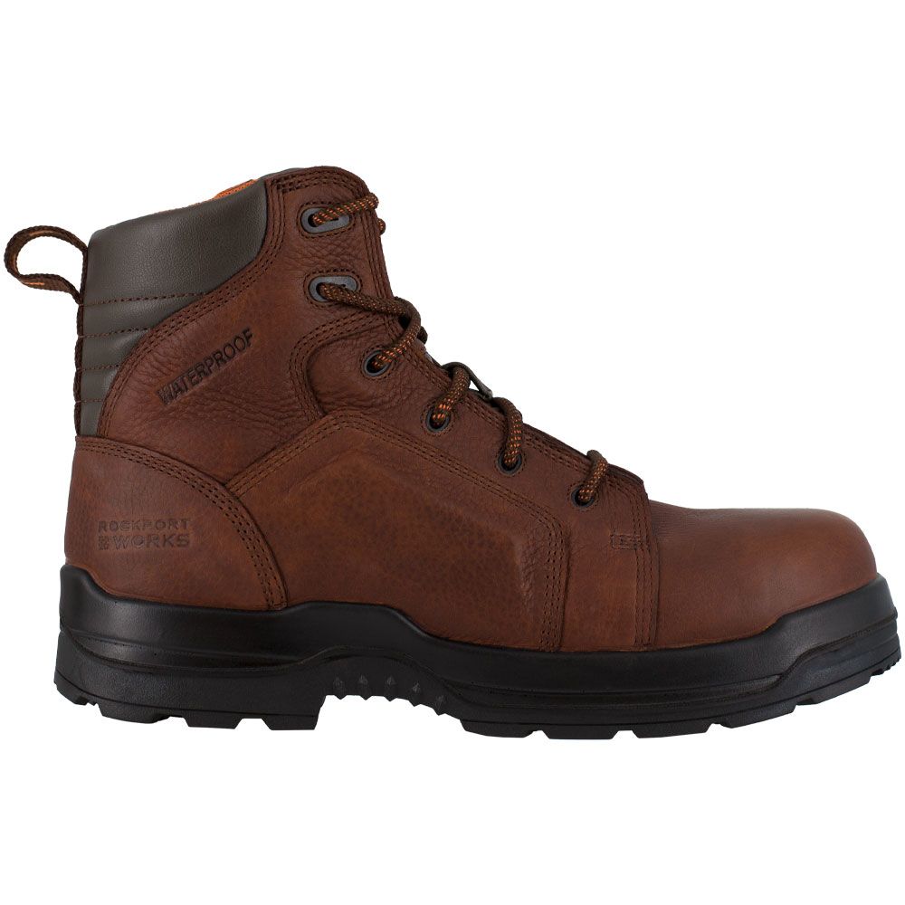 Rockport Works More Energy Composite Toe Work Boots - Mens Brown Side View