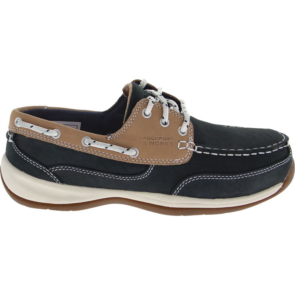 Rockport Rk670 Safety Toe Boat Work Shoes - Womens Navy Side View