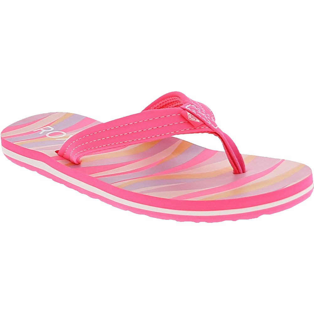 Roxy Vista Loreto Girls Flip Flop Sandals White Crazy Pink Orange